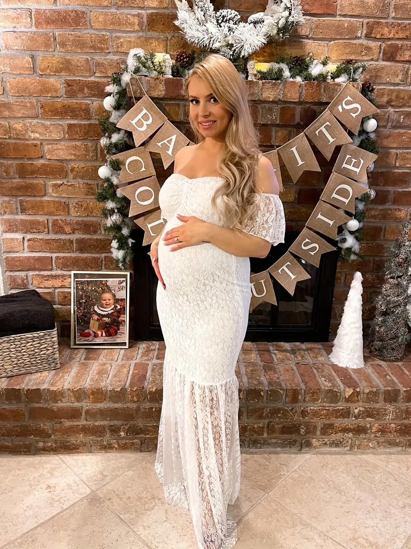 Off-Shoulder Maternity Dress for Photography, Parties, Weddings & Gender Reveals MyFave Boutique