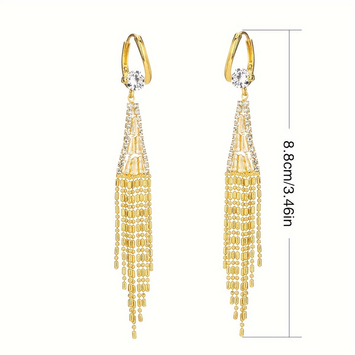 Elegant Dangle Earrings Sparkling Tassel Design Paved Shining zirconia Match Daily Outfits Party Accessories Casual Dating Decor MyFave Boutique