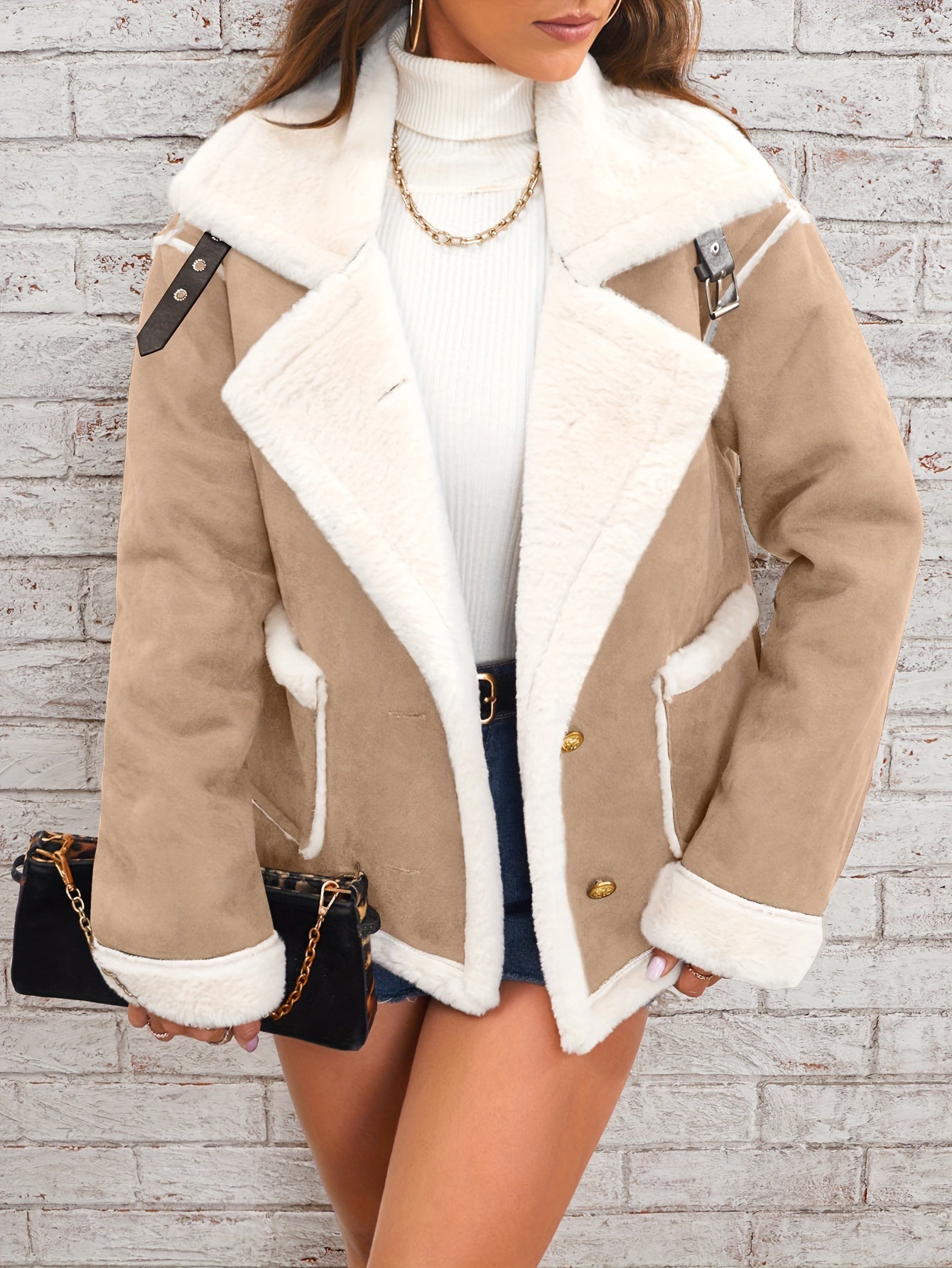 Women's Lapel Plush Jacket - Cozy Winter Outwear for Casual Comfort MyFave Boutique