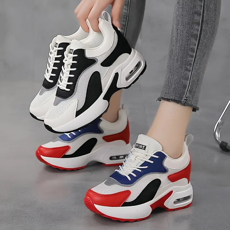 Women's Colorblock Height-Increasing Sneakers: Breathable, Shock-Absorbing Casual Athletic Shoes MyFave Boutique