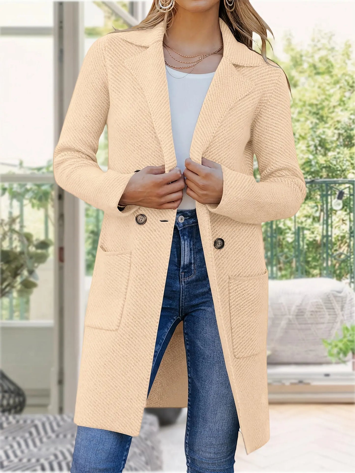 Women's Solid Button Front Cardigan - Casual Long Sleeve Lapel with Patched Pockets - Perfect for Fall & Winter MyFave Boutique