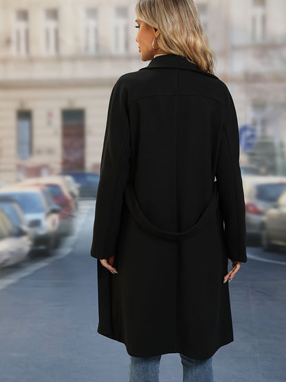 Women's Double-Breasted Belted Thermal Midi Coat, Long Sleeve Winter Overcoat MyFave Boutique