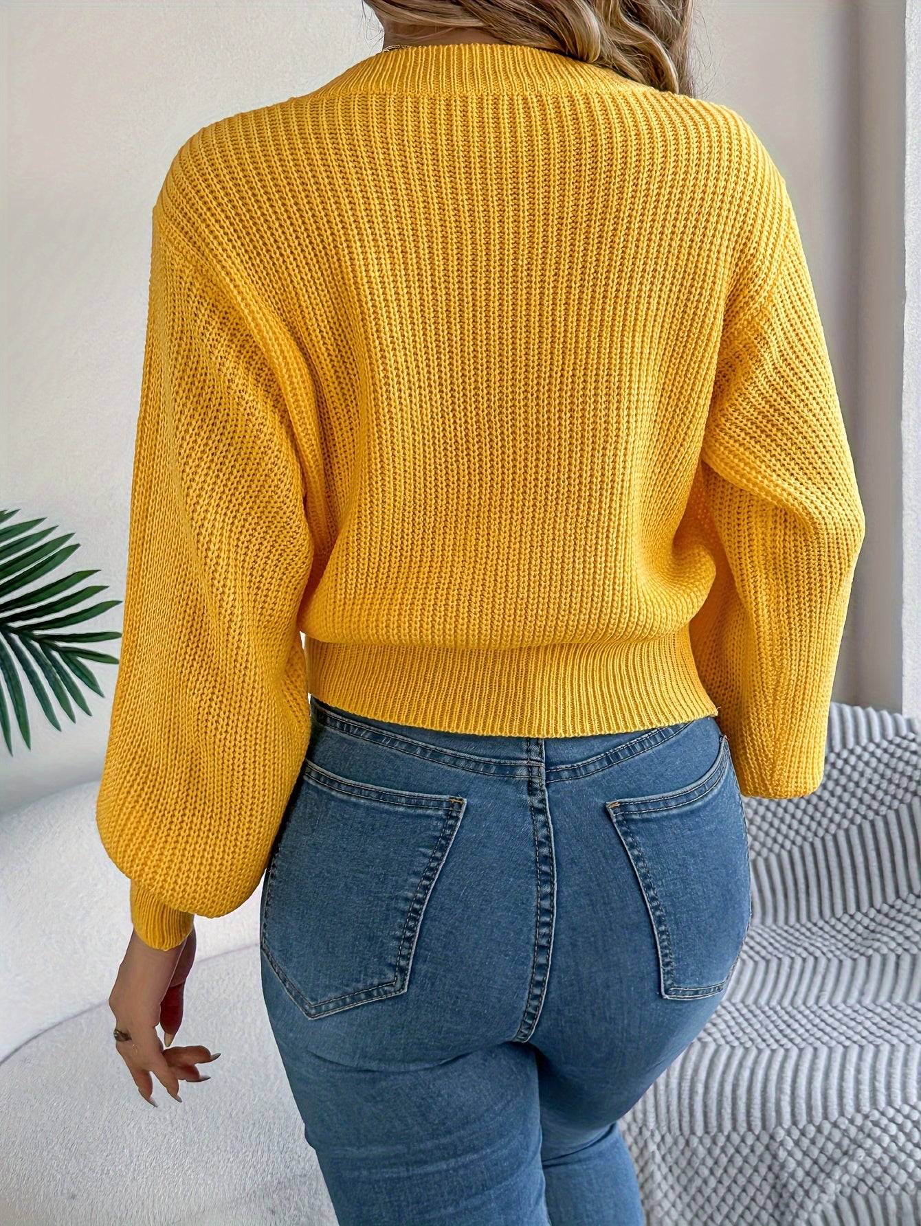 Elegant Solid Color Cable Knit Sweater for Women - Cozy Acrylic, Long Sleeve, Round Neck Pullover for Fall/Winter MyFave Boutique