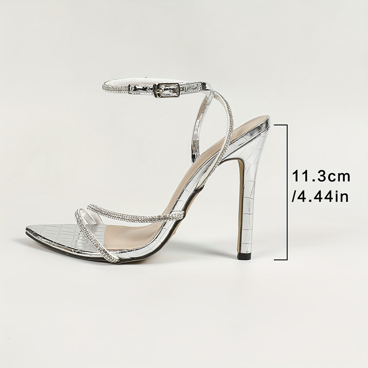 Sparkling Rhinestone Peep Toe Stiletto Heels - Women's Ankle Strap Party Wedding Shoes MyFave Boutique