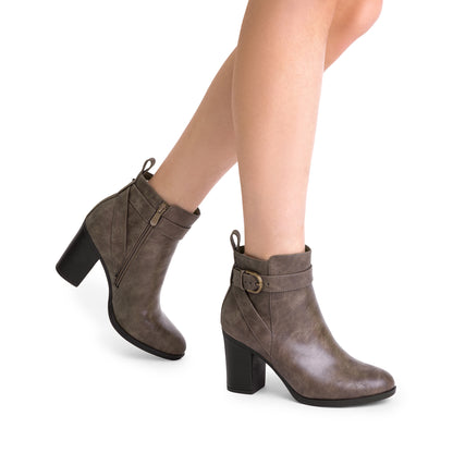 Women's Chunky High Heel Ankle Boots, Round Toe Fall Short Booties Shoes MyFave Boutique