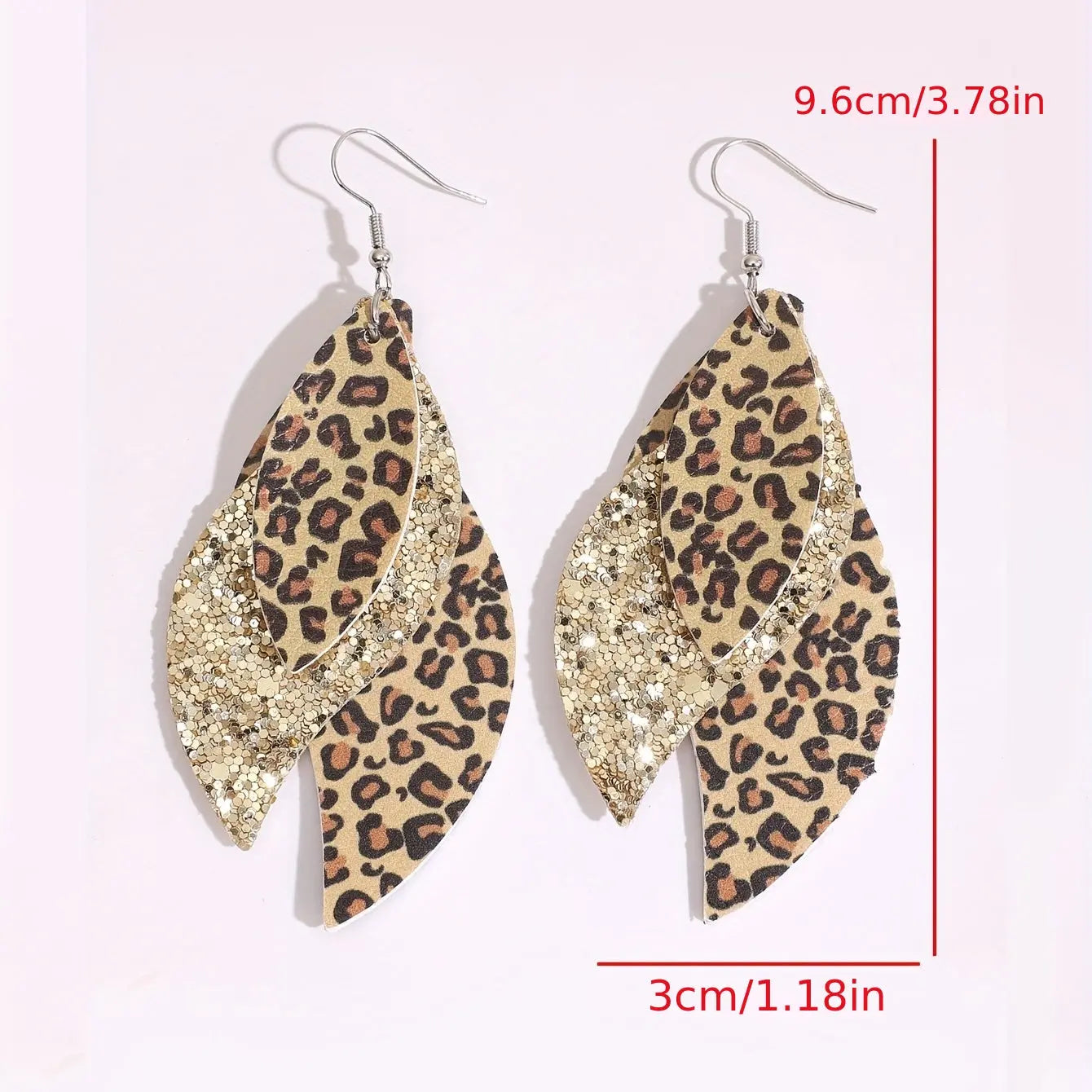 Vintage Triple Leopard PU Leather Sequin Layer Earrings MyFave Boutique