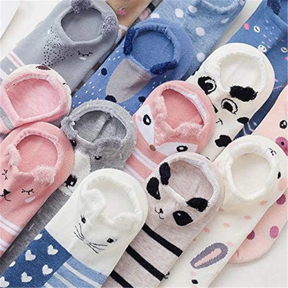 16pairs Women's Funny Cute Cartoon Stereoscopic Animals Ear Plush No Show Boat Socks MyFave Boutique