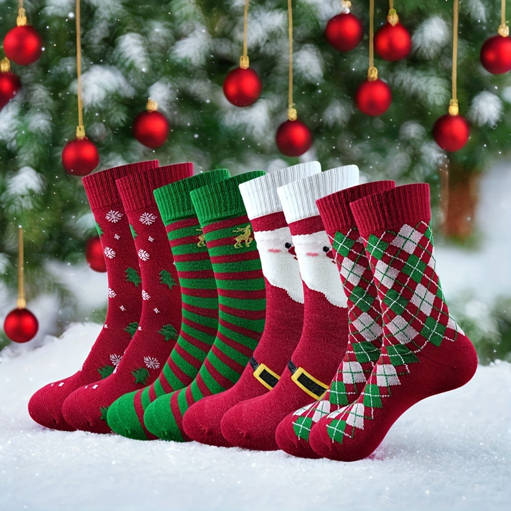 12 Pairs of Festive Christmas Socks for Women - Short Ankle Socks with Christmas Themes, Polyester Blend, Machine Washable, Perfect for the Holidays MyFave Boutique