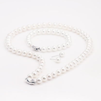 Pearl Jewelry Set - Chains Necklace with Stunning Pearl Bracelet and Stud Earrings for Women - Freshwater Cultured Pearl, Elegant, Luxurious, and Classic Accessory MyFave Boutique