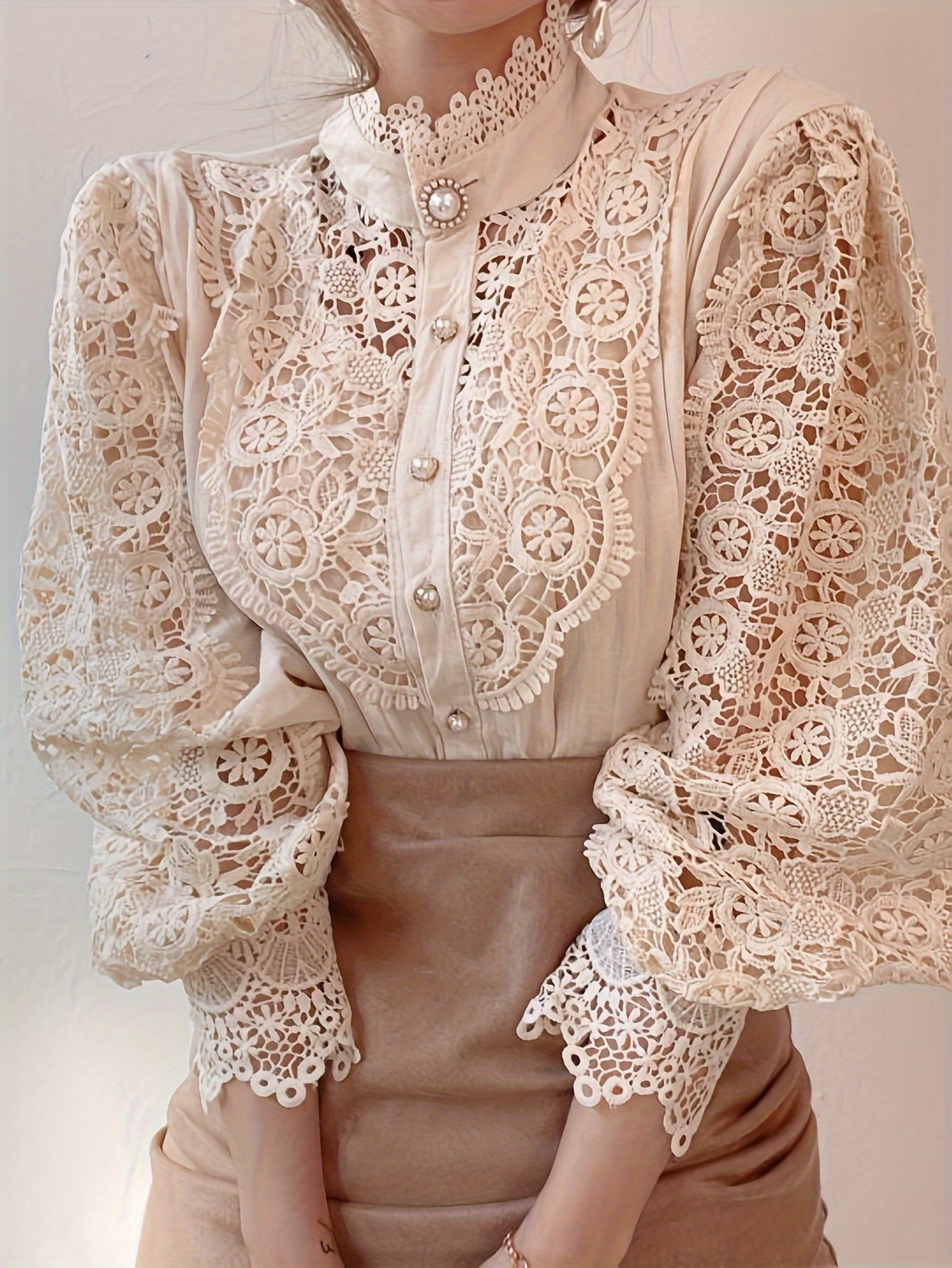 French loose chic buttons, heavy lace, cut-out floral panels MyFave Boutique