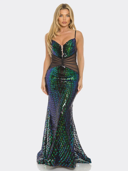 Glamorous Sequin Mermaid Gown - Stunning Strapless Dress with Shimmering Sequins for Parties, Galas, and Special Occasions - Available in Green, Purple, and Red MyFave Boutique