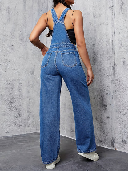 Womens Overalls Denim Straight Wide Leg Jeans Overall Loose Fit Bib Baggy Jean Jumpsuits Adjustable Straps. MyFave Boutique