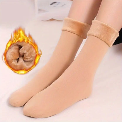 1/5/10 pairs 5/10 Pairs Warm Thermal Socks, Solid Color, Comfortable Elastic Winter Snow Socks MyFave Boutique