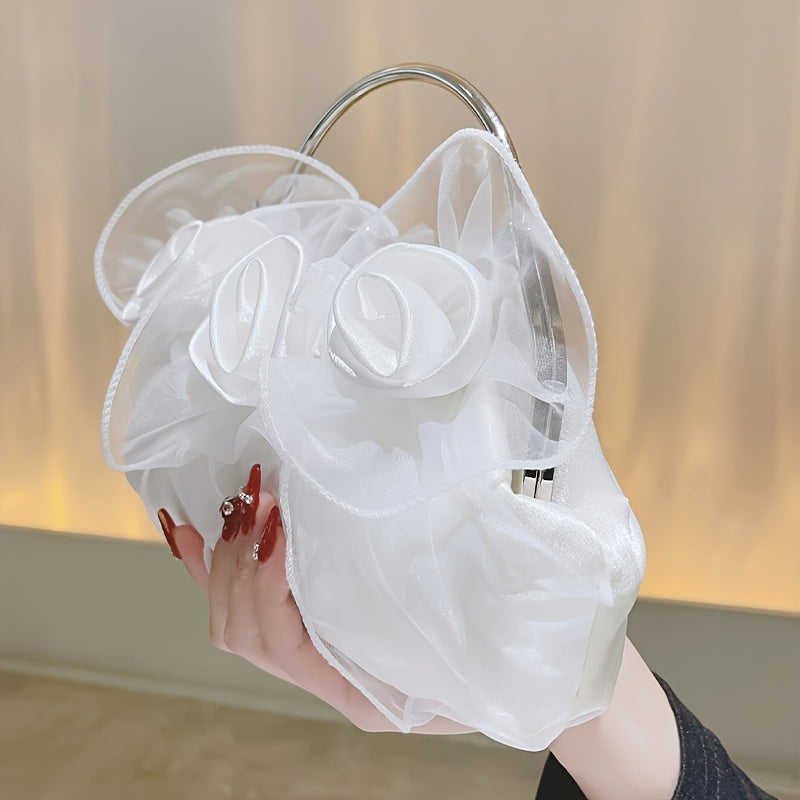 Floral Satin Evening Clutch with Detachable Strap for Women - Perfect for Wedding, Party, Prom, Betrothal MyFave Boutique