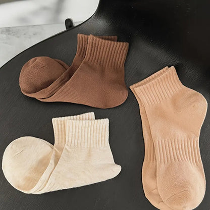 6 Pairs Solid Ribbed Socks, Simple & Comfy Crew Socks, Women's Stockings & Hosiery MyFave Boutique