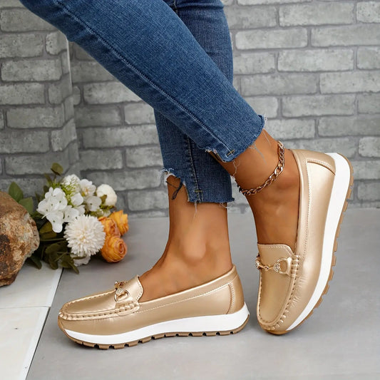 Women's Metal Decor Loafers, Casual Slip On Outdoor Shoes, Women's Comfortable Low Top Shoes MyFave Boutique