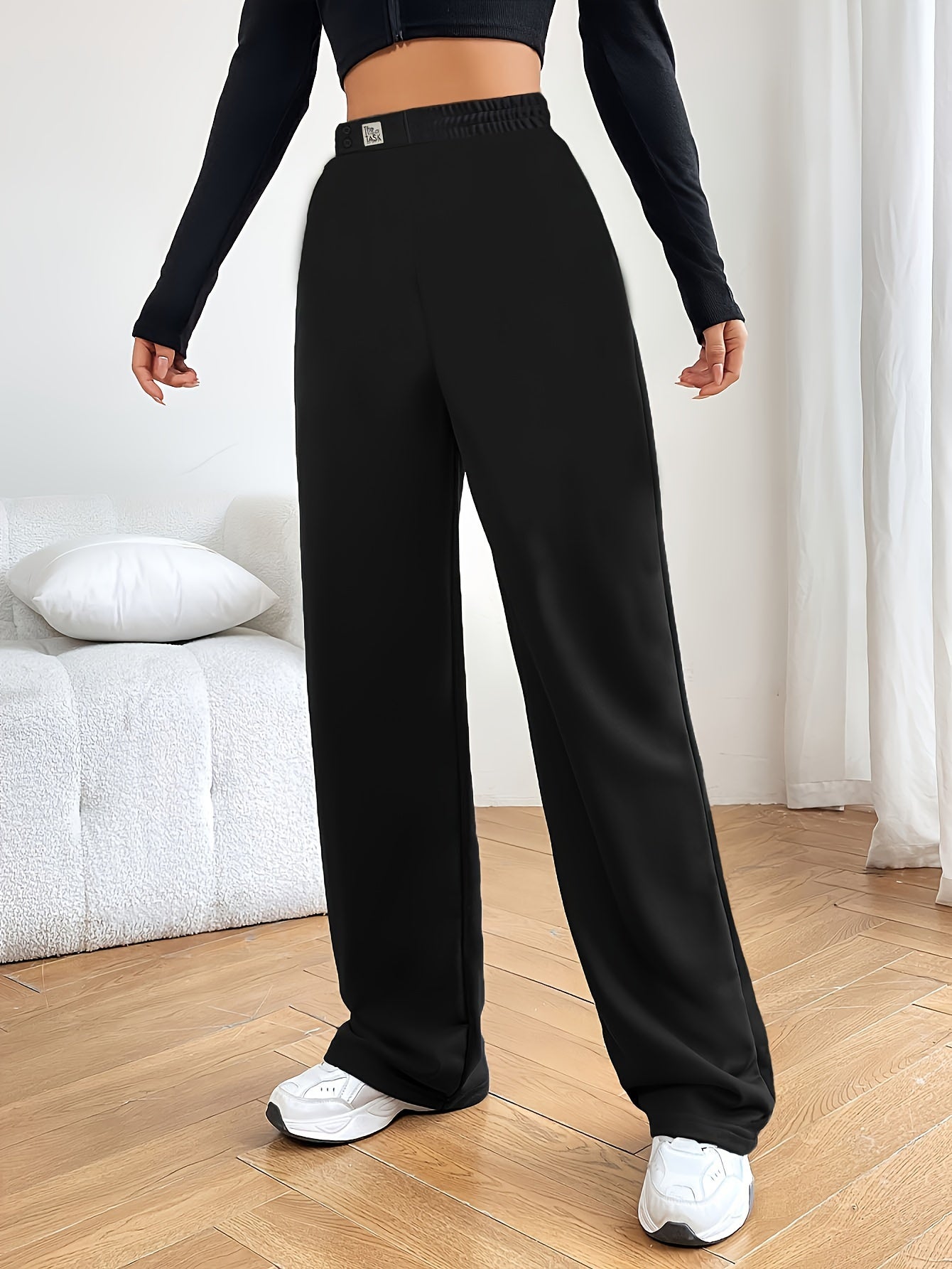 Solid Color Wide Leg Pants, Elegant High Waist Versatile Pants For Fall & Winter, Women's Clothing MyFave Boutique