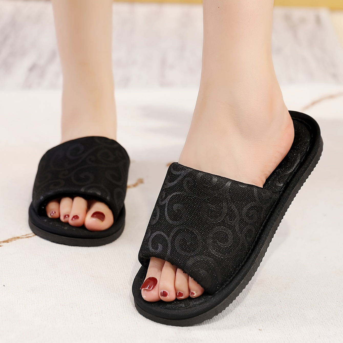 Vintage-Style Open Toe Slippers for Women, Soft Sole House Slides, Cozy Indoor Footwear MyFave Boutique