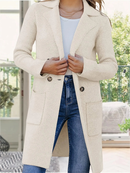 Women's Solid Button Front Cardigan - Casual Long Sleeve Lapel with Patched Pockets - Perfect for Fall & Winter MyFave Boutique