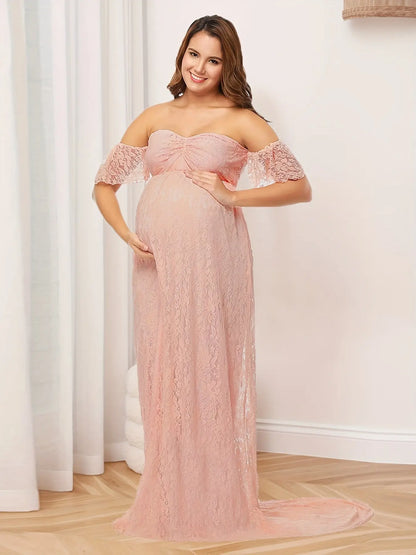 Women's Maternity Solid Off Shoulder Maxi Dress For Party/wedding/formal Prom, Pregnant Women's Clothing, Coquette Style, Gender Reveal MyFave Boutique