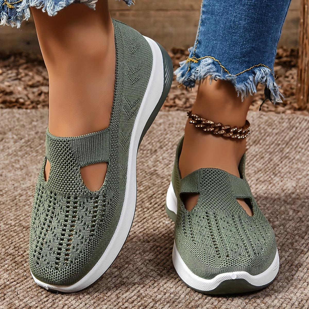 Vintage Style Women's Fashion Sneakers Lightweight Fabric Slip-On All-Season Shoes with EVA Sole, Plain Toe Low Top Casual Sports Footwear - Hand Washable MyFave Boutique