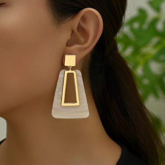 Elegant Dangle Earrings 18k Gold Plated Hollow Geometry Design Match Daily Outfits Party Accessories Fashionable Jewelry For Female For Music Festival MyFave Boutique