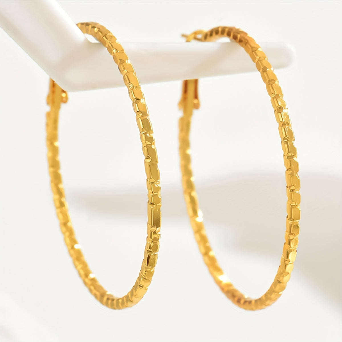 Elegant Vintage Style Hoop Earrings - 18K Golden Plated Textured Iron Fashion - Gift-Ready No Mosaic Hypoallergenic Earrings for Women, Versatile Wear for All Seasons MyFave Boutique