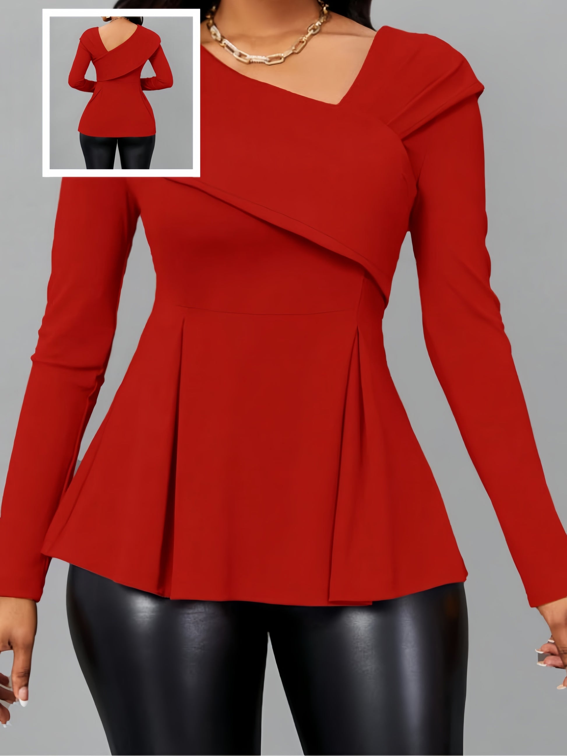 Women's Fashionable And Elegant Solid Color Long Sleeve T-Shirt Tops MyFave Boutique