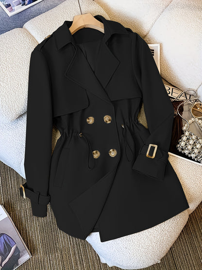 Women's Polyester Blazer Coat, Mid-Length, Classic Style, Polyester Fabric, Machine Washable, Double-Breasted, Open Front, Elegant And Fashionable MyFave Boutique