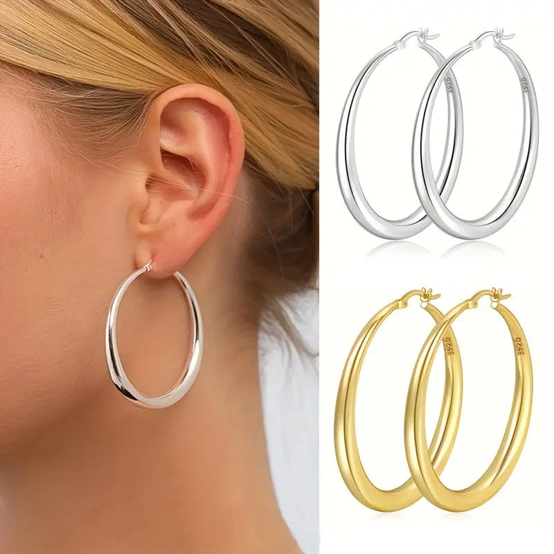 Sterling Silver Hoop Earrings: Women's Large, Hypoallergenic, Lightweight, Thick Hoops - Sizes 35mm, 40mm, 50mm, 70mm MyFave Boutique