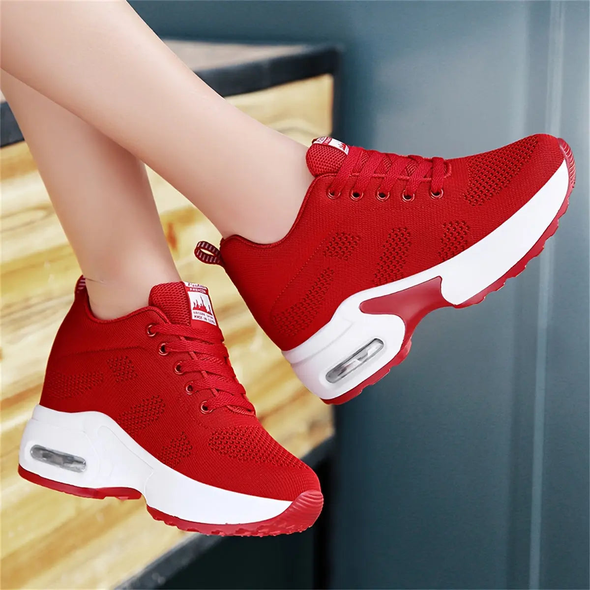 Women's Fashion Sneakers, Breathable Elevated Thick Sole, Shock-Absorbing Air Cushion, Slim-Fit Business Casual, Lightweight Comfort, Versatile For Driving And Campus Style MyFave Boutique