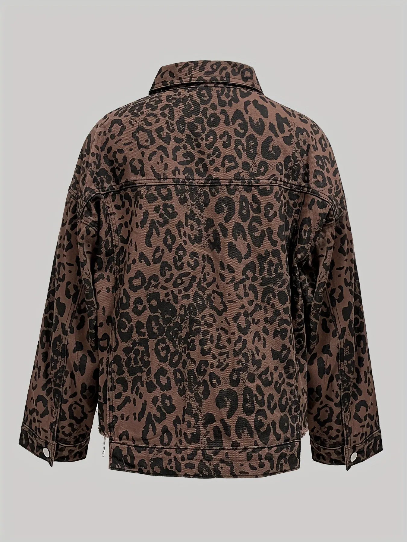 Spring And Autumn Casual Leopard Print Denim Jacket Short Loose Long-sleeved Jacket MyFave Boutique