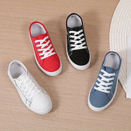 Women's Simple Canvas Shoes, Casual Lace Up Outdoor Shoes, Comfortable Low Top Sneakers MyFave Boutique