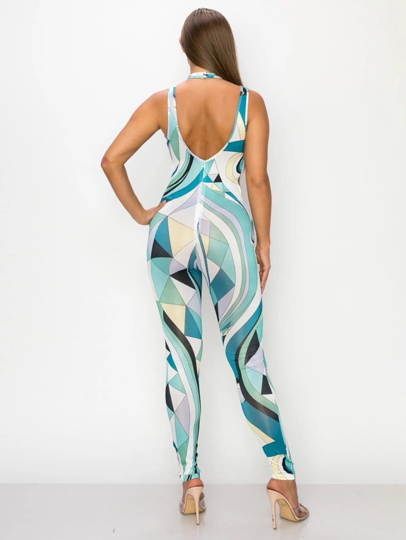 Versatile Ice Silk Printed Jumpsuit - Perfect for Parties, Vacations, and Night Outs - Available in Blue and Pink MyFave Boutique