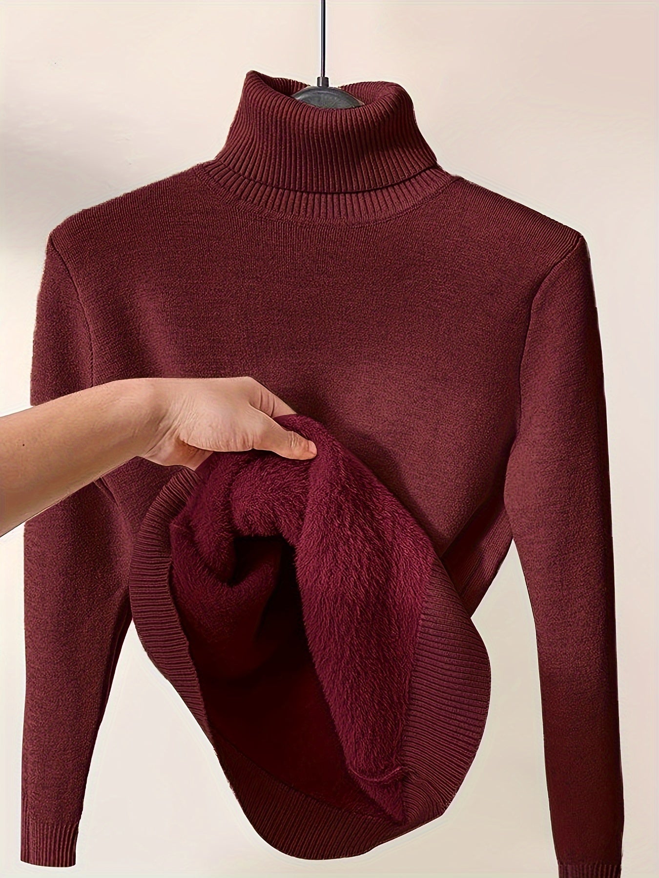 Women's Solid Turtle Neck Thermal Sweater for Fall & Winter - Cozy Long Sleeve Pullover MyFave Boutique