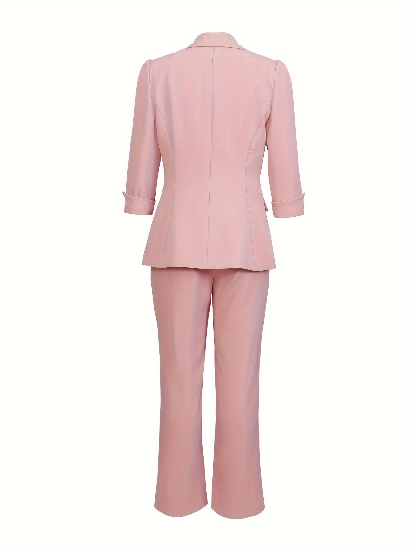 Women's Solid Color Elegant Suit Set: Slim Fit Blazer & Straight Leg Pants MyFave Boutique