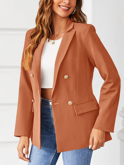 Women's Blazer Solid Color Casual Long Sleeve Lapel Button Blazer Jacket MyFave Boutique