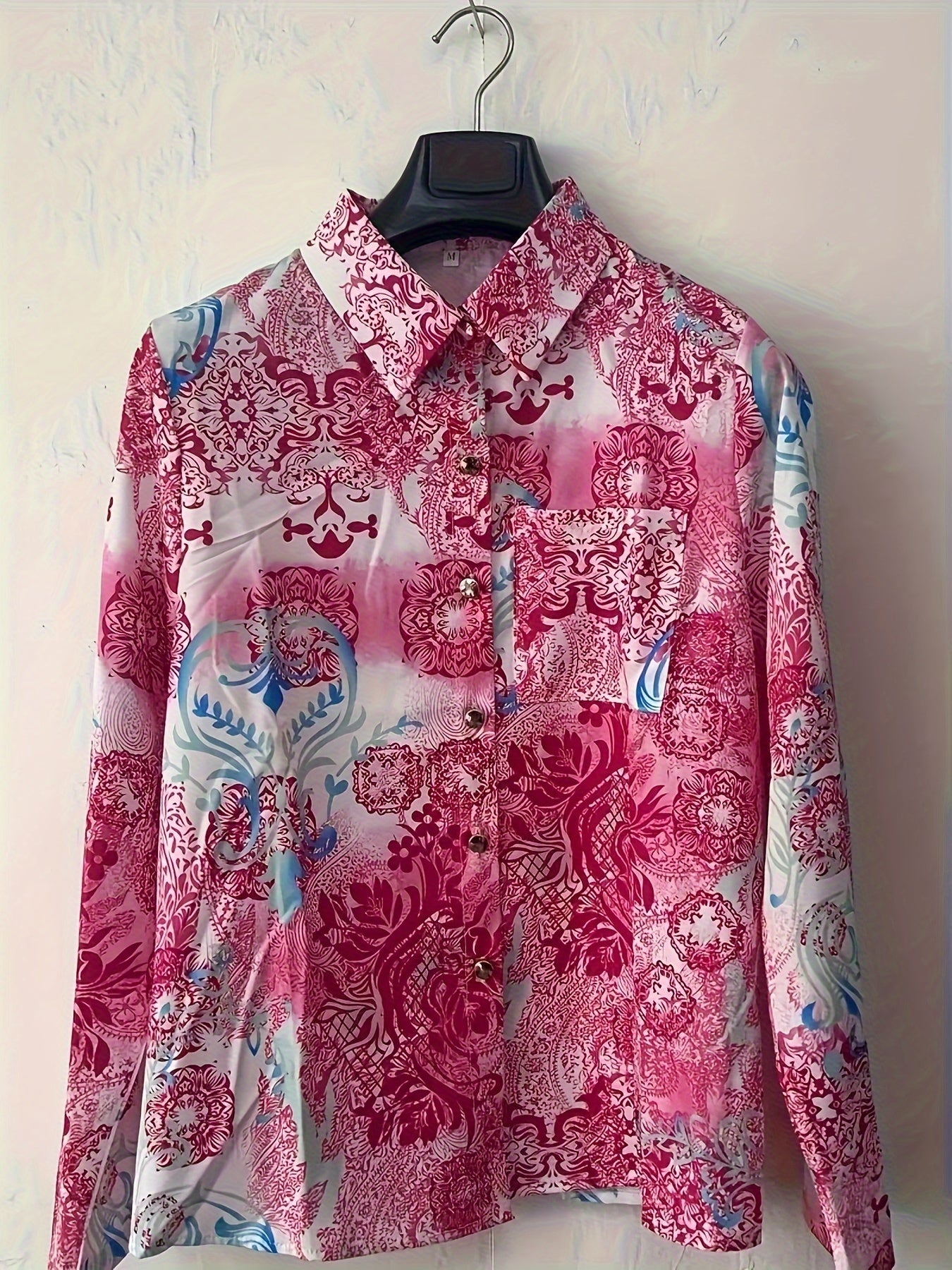 Women's Colorful Pink and White Long-Sleeved Shirt - Versatile Blouse for Casual or Formal Occasions MyFave Boutique