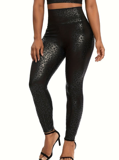 Leopard Print Butt Lifting Yoga Leggings, High Waist Fitness Sports Skinny Pants, Women's Activewear MyFave Boutique