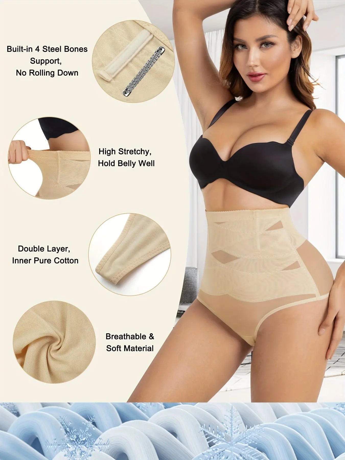 High Waist Solid Shaping Thongs, Tummy Control Compression Slimmer Panties To Butt Lift & Shape Buttocks, Women's Underwear & Shapewear MyFave Boutique