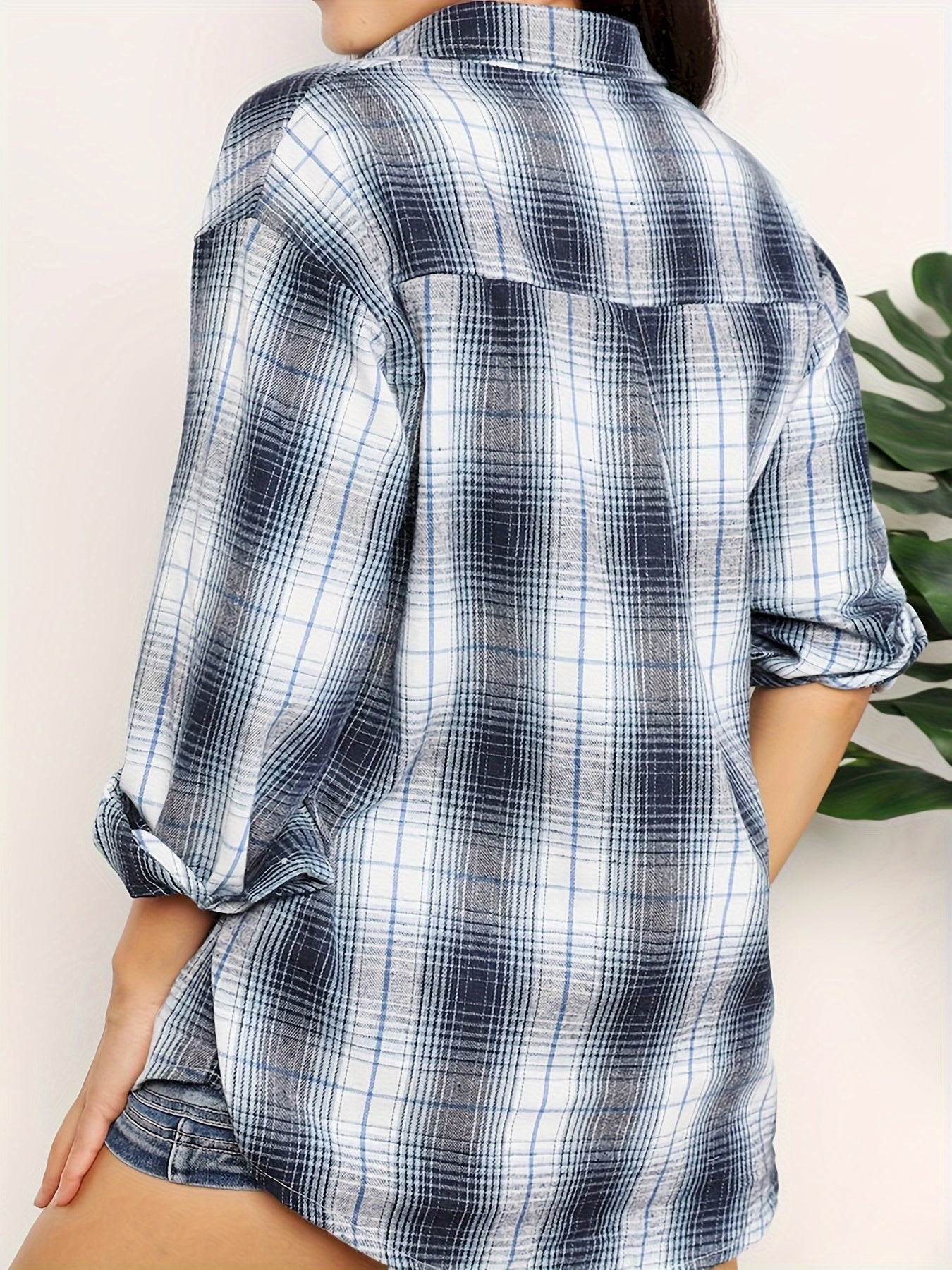 Plaid Dropped Shoulder Shirt MyFave Boutique