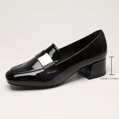 Women's Trendy Chunky Heel Loafers, Elegant Square Toe Dress Pumps, Fashion Slip On Heels MyFave Boutique