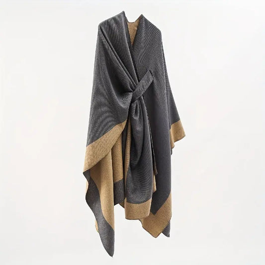 Luxurious Color Block Wrap, Casual Style Travel & Air-Conditioned Room Cross Shawl, Elegant Cozy Shoulder Cape MyFave Boutique