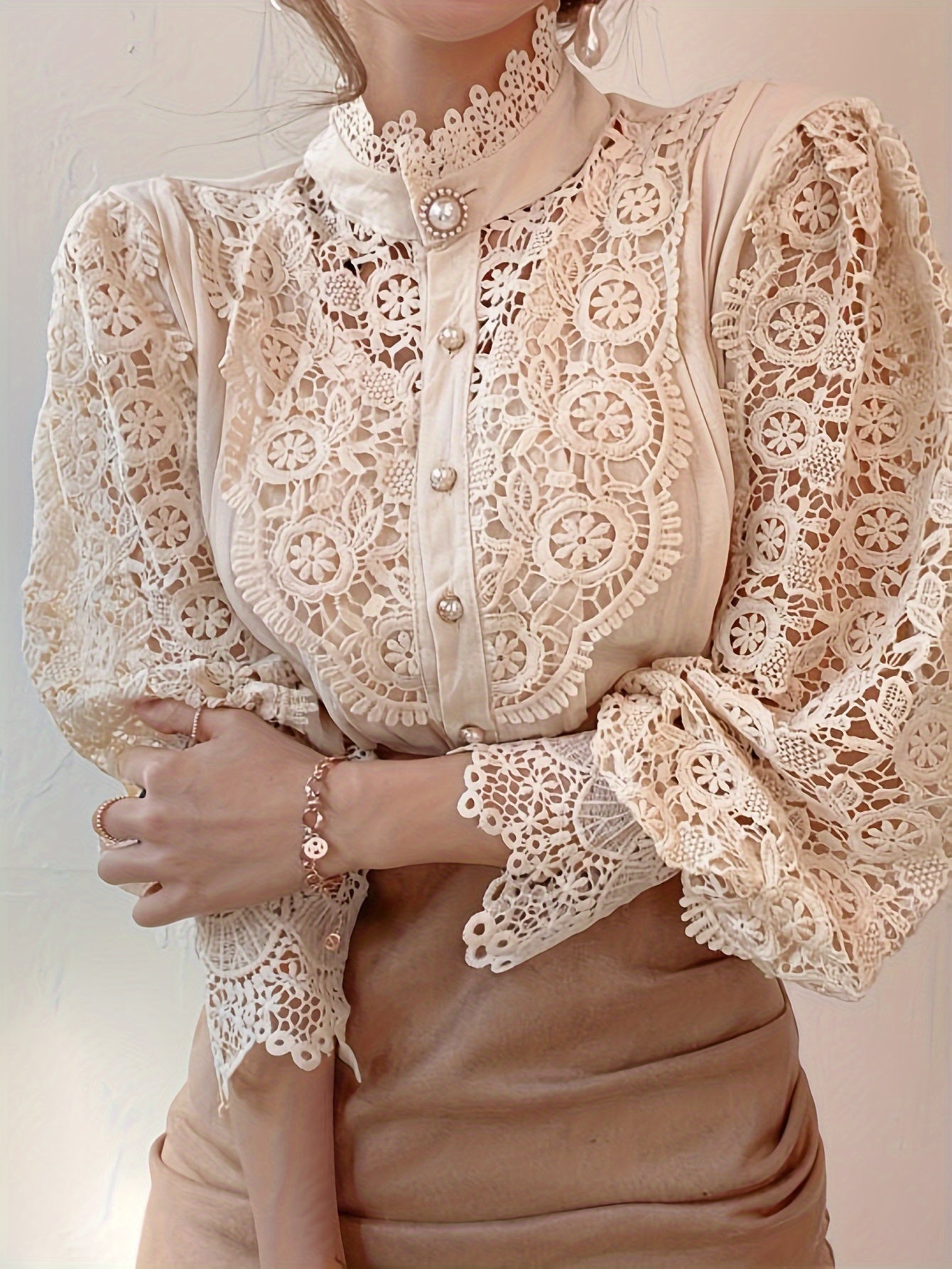 French loose chic buttons, heavy lace, cut-out floral panels MyFave Boutique