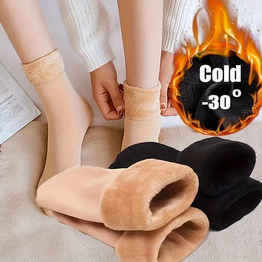 1/5/10 pairs 5/10 Pairs Warm Thermal Socks, Solid Color, Comfortable Elastic Winter Snow Socks MyFave Boutique