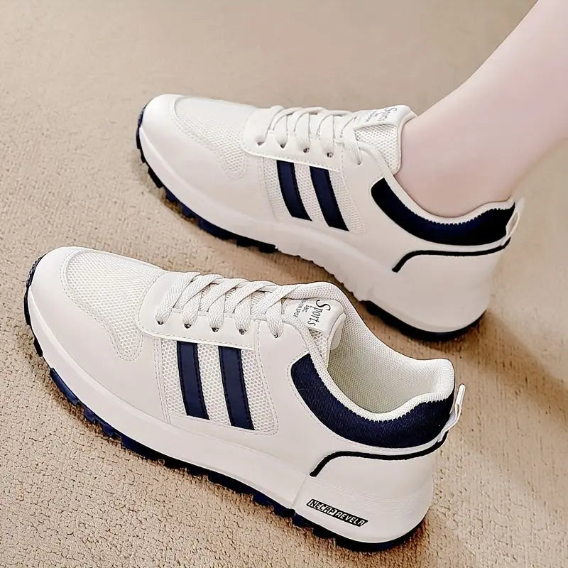 Women's Casual Fashion Sneakers Lightweight Comfortable Breathable Fabric Low Top Lace-up Shoes with Rubber Sole for All-Season - European & North American Exclusive MyFave Boutique