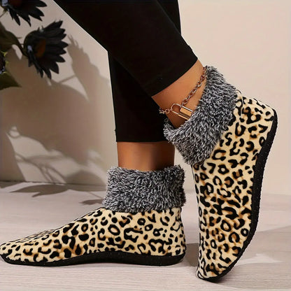 Women's Leopard Print Plush Warm Winter Socks for Pilates, Yoga & Ballet - Non-Slip & Thickened Comfort MyFave Boutique