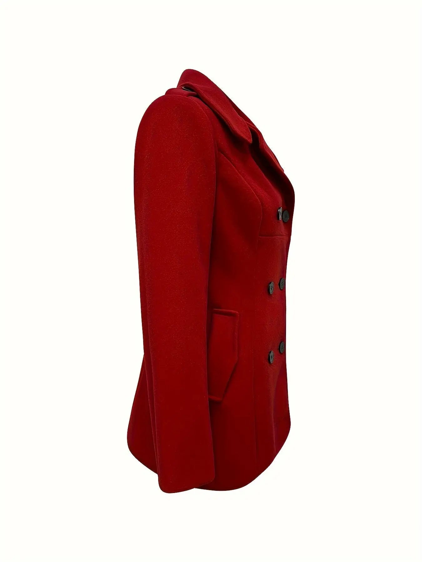 Elegant Solid Red Polyester Trench Coat for Women - Fall/Winter Skinny Fit Long Sleeve Woven Overcoat with Regular Sleeves and No Belt MyFave Boutique