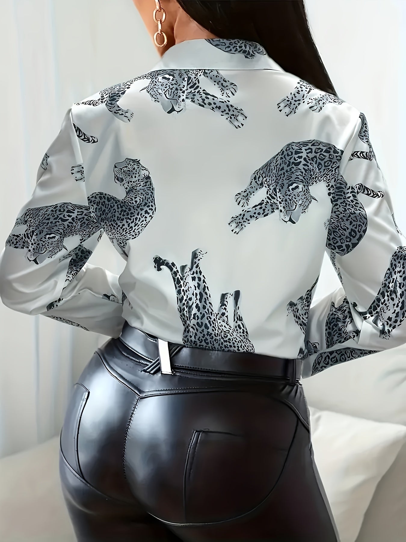 Stylish Button-down Blouse for Women with Animal Prints MyFave Boutique