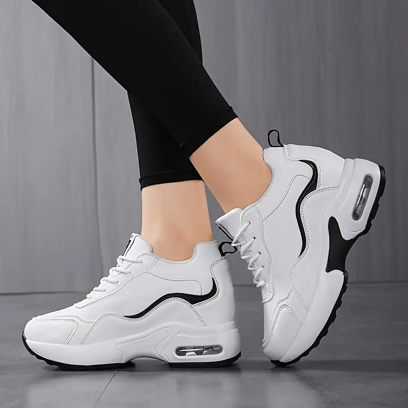 Women's Air Cushion Lace-Up Height Increasing Sneakers, All-Match Running Sports Shoes MyFave Boutique